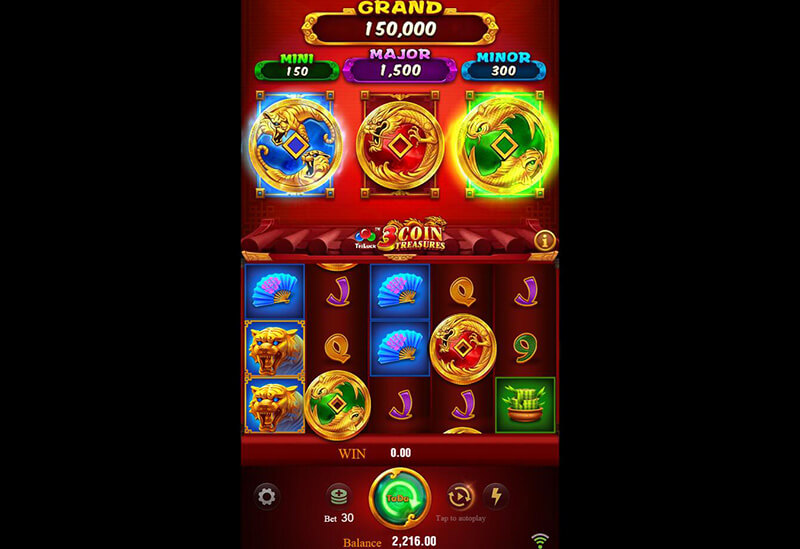 JILI 3 Coin Treasures TriLuck Slot - Dragon + Koi Lucky Coins Free Game