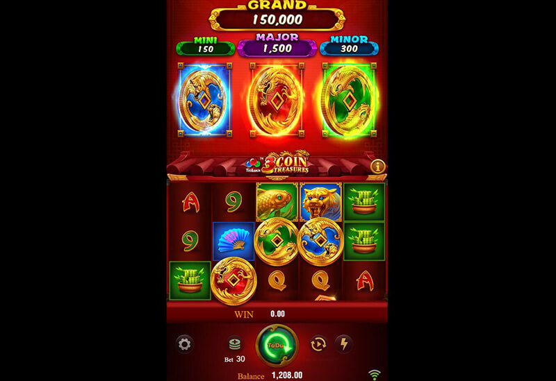 JILI 3 Coin Treasures TriLuck Slot - Dragon + Koi + Tiger Lucky Coins Free Game