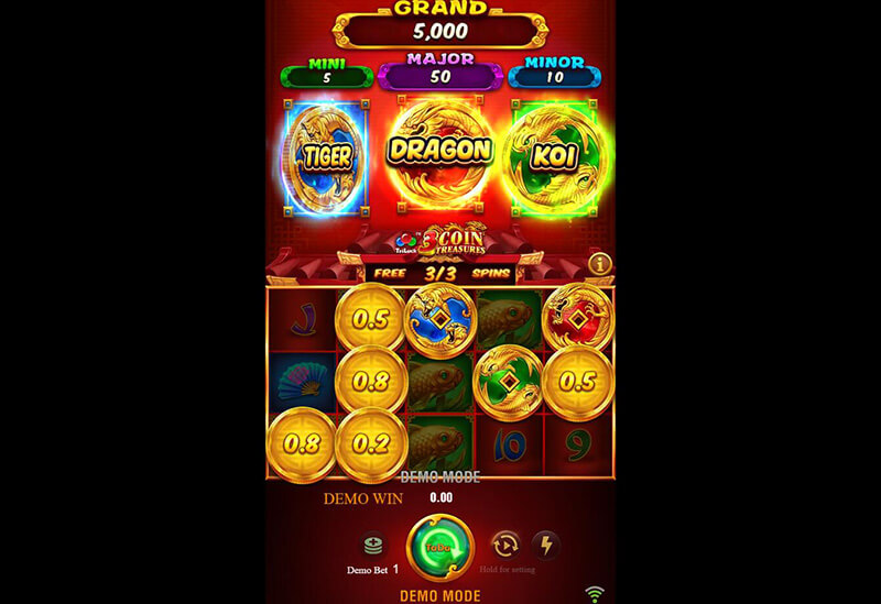 JILI 3 Coin Treasures TriLuck Slot - 5 Golden Lucky Coins Added