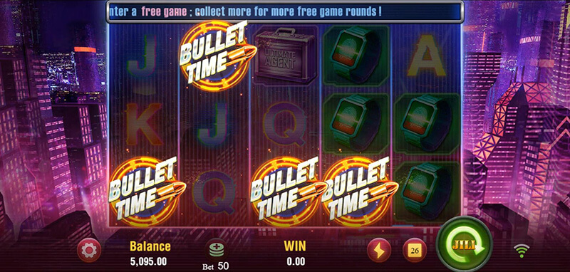 JILI Agent Ace Slot - 4 Scatter Symbols Trigger Free Spins Bonus