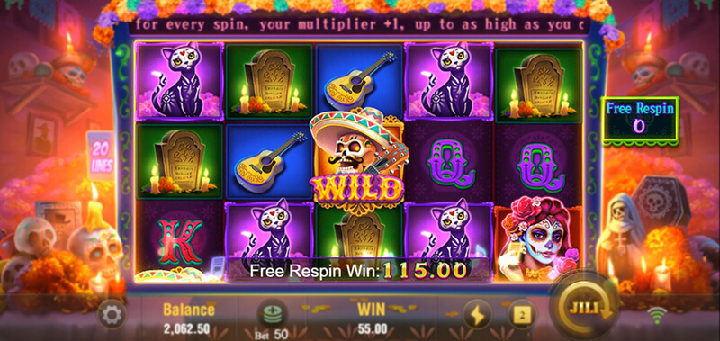 JILI Bone Fortune Slot - Wild Symbols Combined With Other Symbols