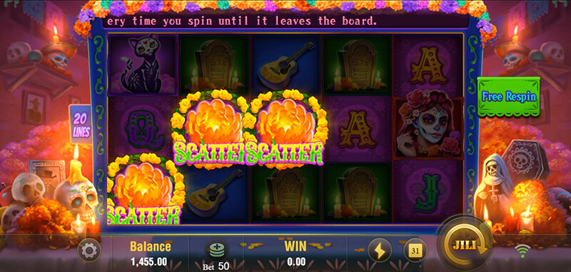 JILI Bone Fortune Slot - 3 Scatter Symbols