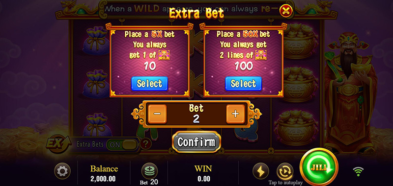 JILI Caishen Slot - Extra Bet