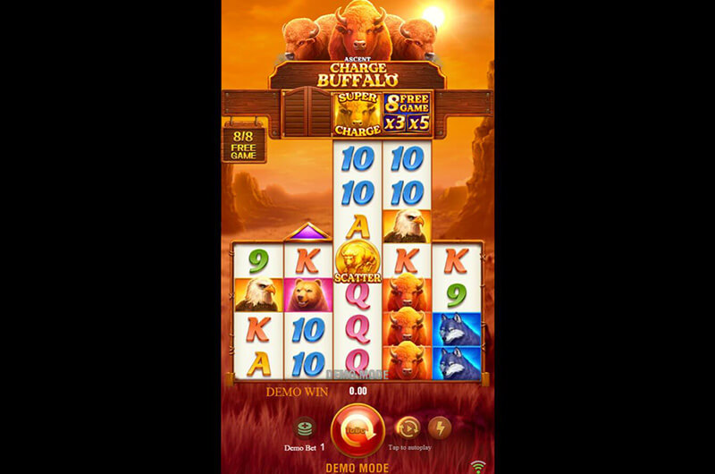 JILI Charge Buffalo Ascent Slot - Triggering Ascent Feature 8 Free Games