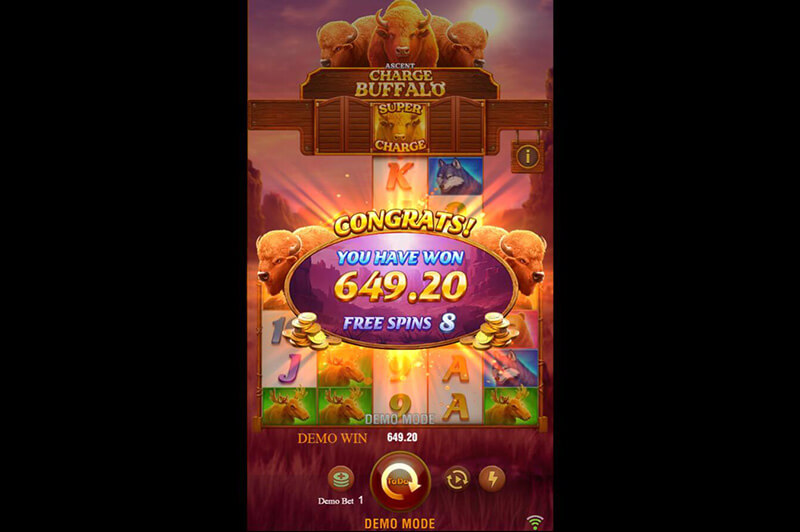 JILI Charge Buffalo Ascent Slot - Free Spins Total Win