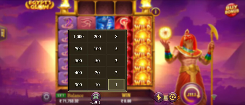 JILI Egypt's Glow Slot - Betting Option, Auto Spin, Turbo Spin