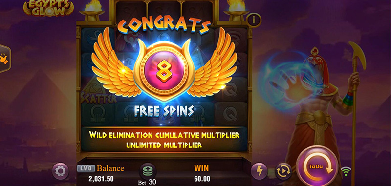 JILI Egypt's Glow Slot - 8 Free Spins Bonus