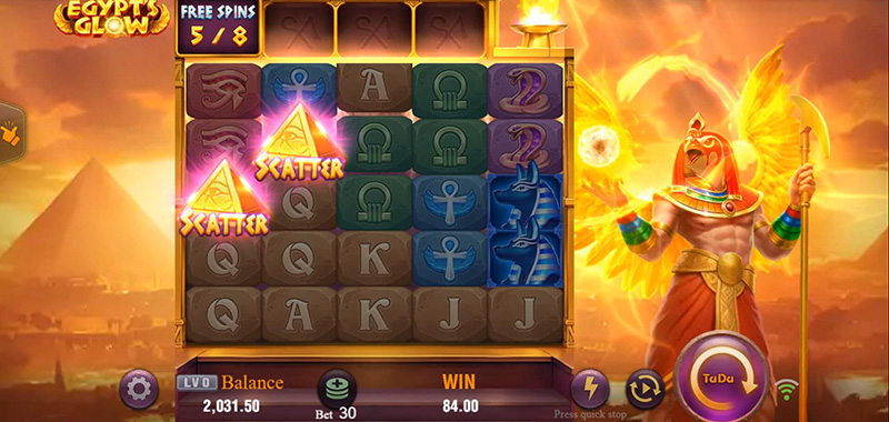 JILI Egypt's Glow Slot - 2 Scatter Symbols Retrigger Free Spins