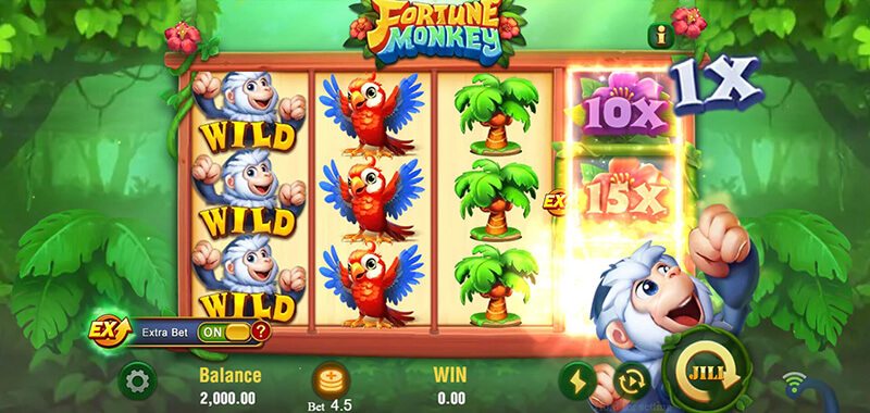 JILI Fortune Monkey Slot - Special 4th Reel Feature Extra Bet Mode No 1x