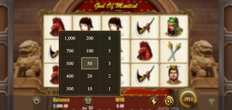 JILI God of Martial Slot - Betting Option, Auto Spin, Turbo Spin