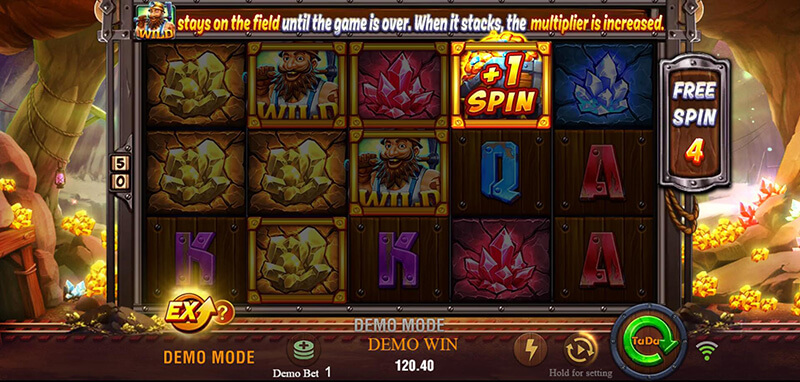 JILI Gold Rush Slot - +1SPIN Symbol Transforms Into the Wild Symbol