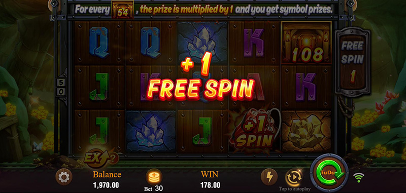 JILI Gold Rush Slot - +1SPIN Symbol Add 1 Free Spin