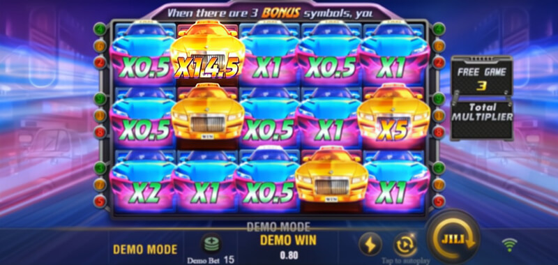 JILI Happy Taxi Slot - Golden Roll-Royce Symbols Collect Win Multipliers