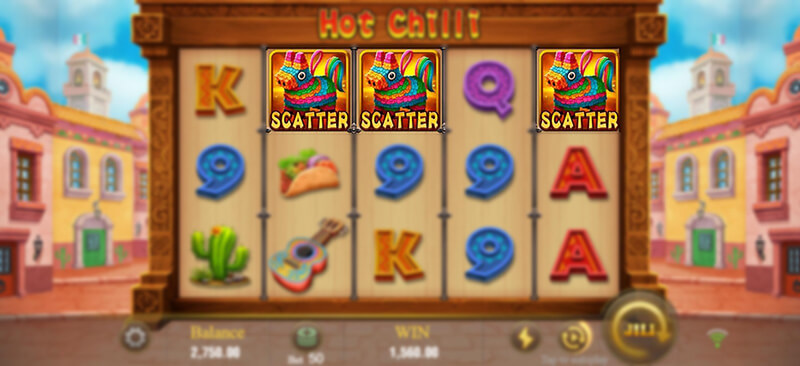 JILI Hot Chilli Slot - 3 Scatter Symbols Trigger Free Spins Bonus