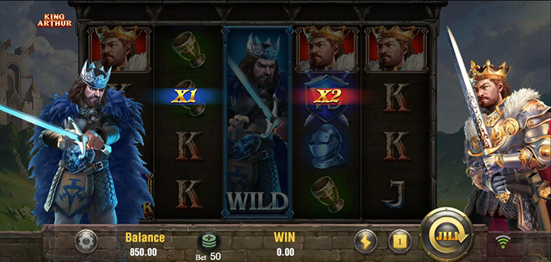 JILI King Arthur Slot - Blue VS Symbol Two Wild Multipliers Determined