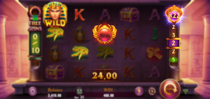 JILI Legacy of Egypt Slot - Nudge Symbol Stack Multiplier Without Resetting x22