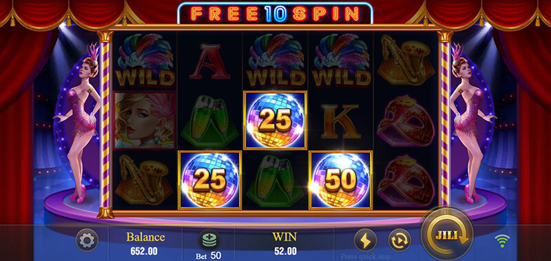 JILI Lucky Ball Slot - Free Spins Bonus Keeps Disco Ball