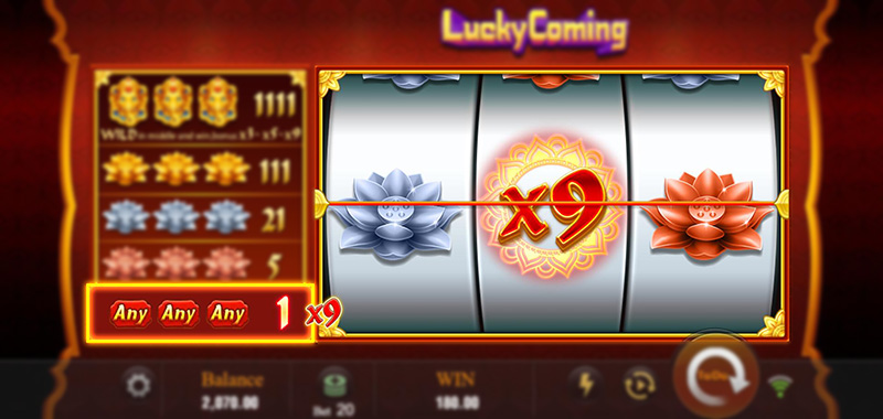 JILI Lucky Coming Slot - Wild Symbol Turns Into x9 Multiplier