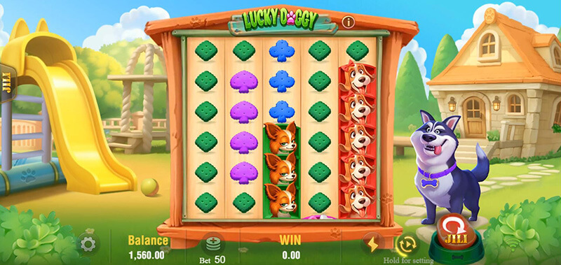 JILI Lucky Doggy Slot - Red Dog House Transform Into The Same Symbols