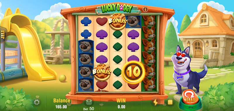 JILI Lucky Doggy Slot - Orange Dog Bowl 8 to 10 Free Spins