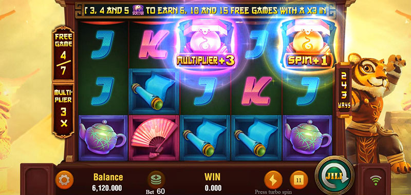 JILI Master Tiger Slot - Randomly Appear +3 Multiplier or +1 Free Spin