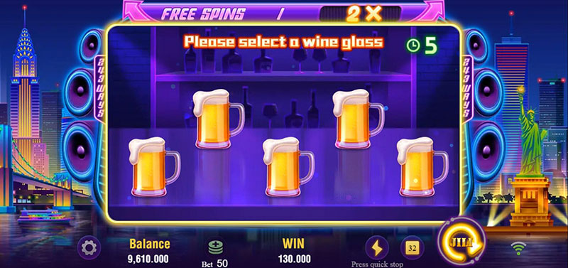 JILI Party Night Slot - Free Spins Bonus Options 5 Beers