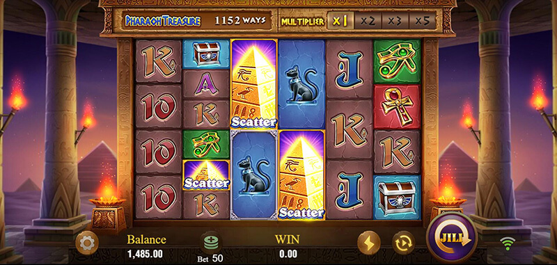 JILI Pharaoh Treasure Slot - 3 Scatter Symbols Appear