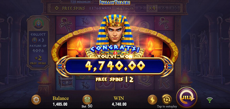 JILI Pharaoh Treasure Slot - Free Game Total Win