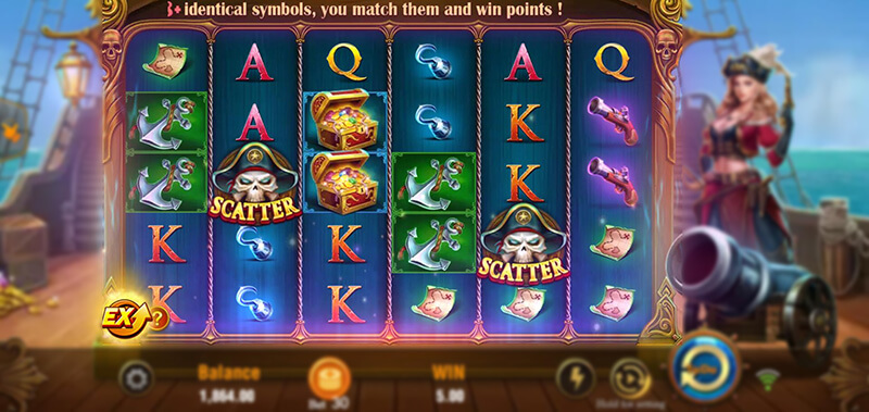 JILI Pirate Queen Slot - Cascading Reels Mechanics New Symbols Fall Into Reels