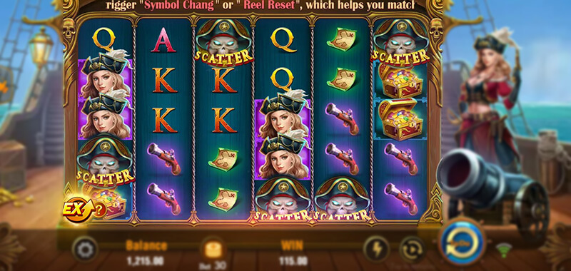 JILI Pirate Queen Slot - Trigger Free Spins Bonus