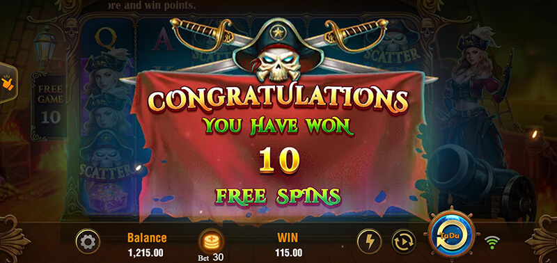 JILI Pirate Queen Slot - Won 10 Free Spins