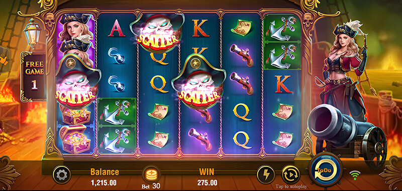 JILI Pirate Queen Slot - Retrigger Free Game