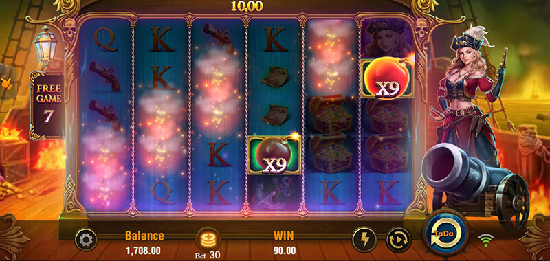 JILI Pirate Queen Slot - Bomb Symbol Multipliers Stacked