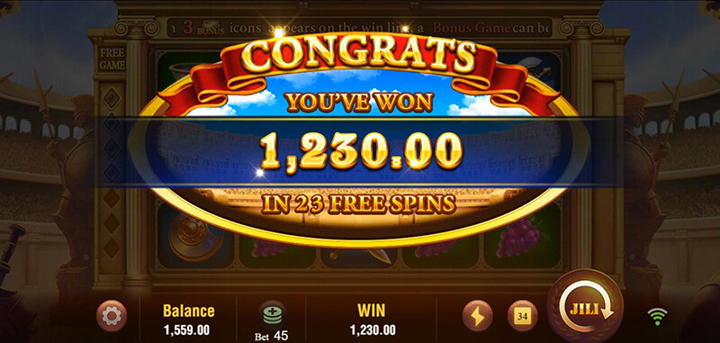 JILI Roma X Slot - Free Spins Bonus Toal Win