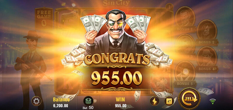 JILI Sin City Slot - Total Win and Total Free Spins