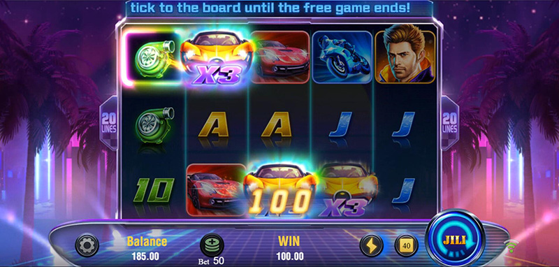 JILI Wild Racer Slot - Wild Symbol With x2 or x3 Multiplier Winnings Calculated