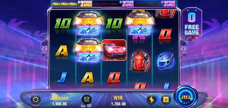 JILI Wild Racer Slot - Sticky Wild Symbols