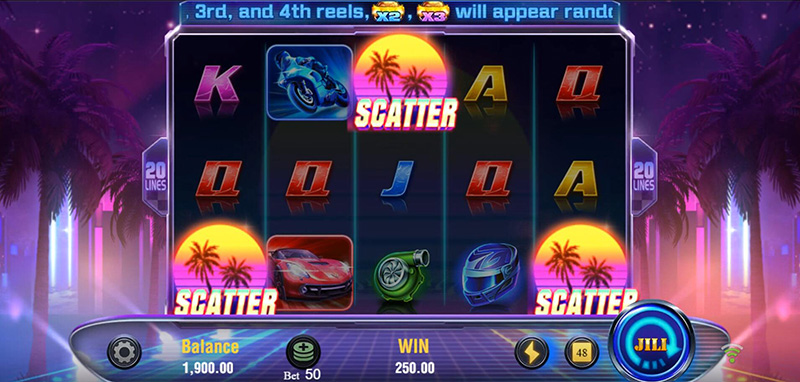 JILI Wild Racer Slot - Triggered Free Spins Bonus