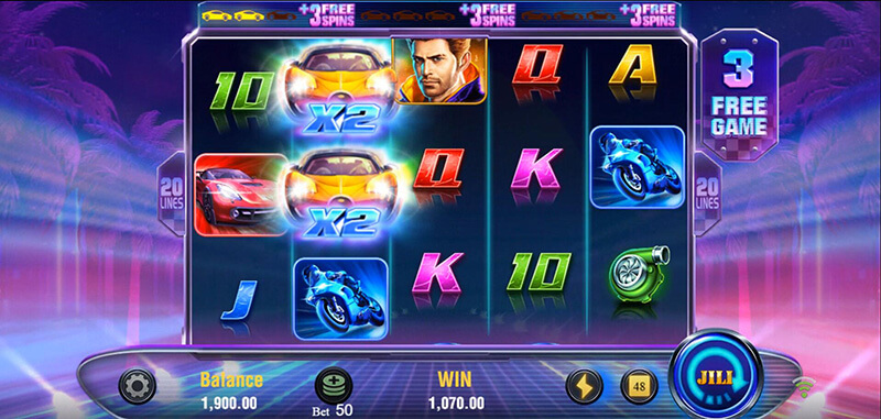 JILI Wild Racer Slot - Sticky Wild Symbol With Multiplier Hold On the Reel