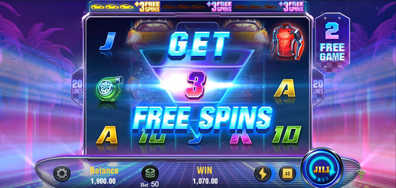 JILI Wild Racer Slot - Collect 3 Wild Symbols To Obtain 3 Free Spins