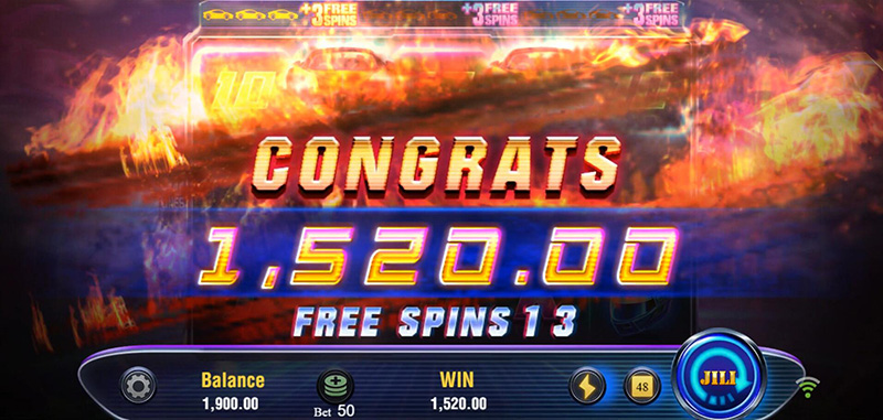 JILI Wild Racer Slot - Total Win and Total Free Spins