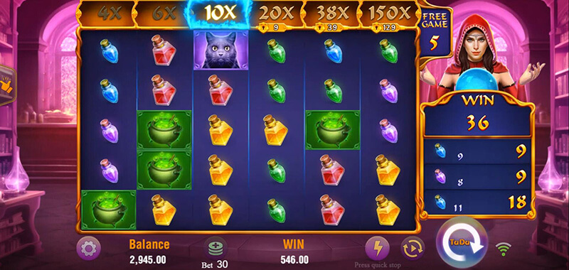 JILI Witches Night Slot - Free Spins Bonus Game The 3rd Locked Win Multiplier