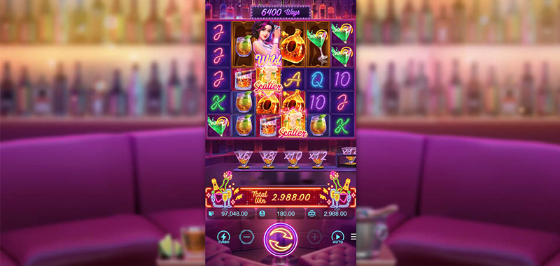 PG Cocktail Nights Slot - Larger Multipliers Will Cascade In From The Right