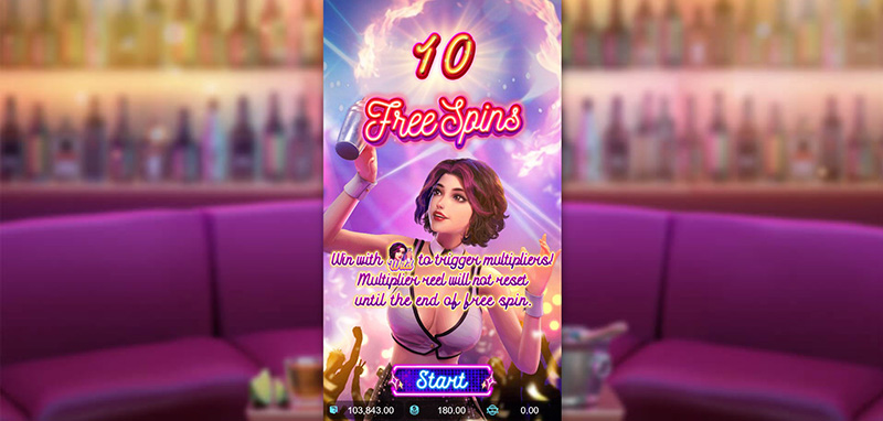 PG Cocktail Nights Slot - Free Spins Feature For 10 Free Spins