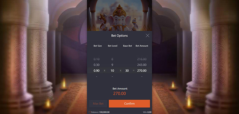 PG Ganesha Gold Slot - Bet Option