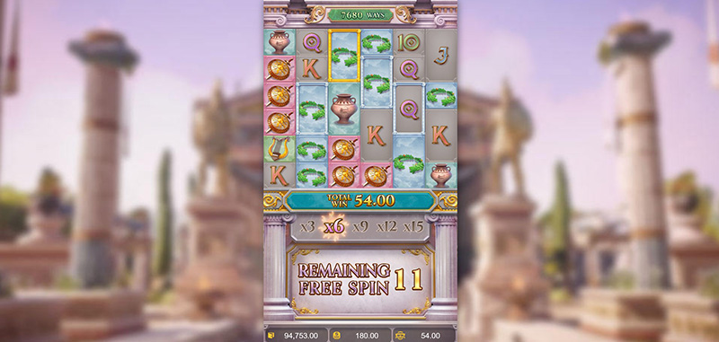 PG Rise of Apollo Slot - Multiplier Reel for Free Spins