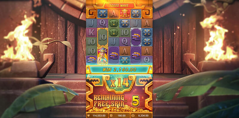 PG Treasures of Aztec Slot - Free Spin Feature