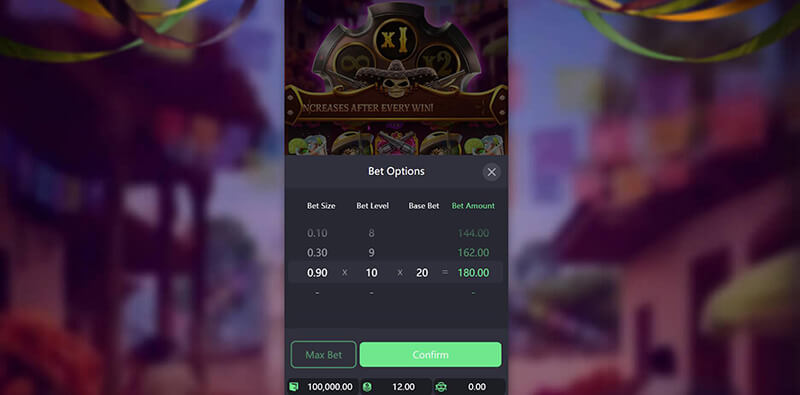 PG Wild Bandito Slot - Bet Option